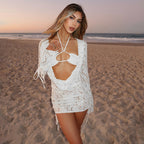 Women Clothing Autumn Solid Color Casual Lace up Lace Long Sleeve Top Lace up Sets Bella Mia