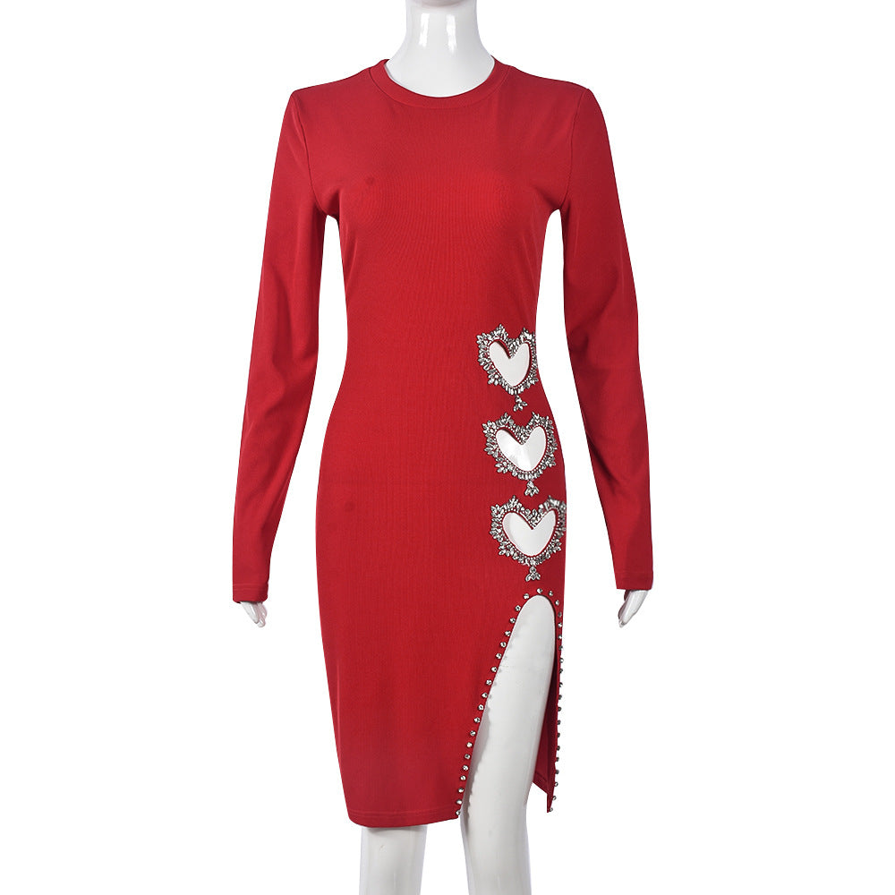Women Clothing Hollow Out Cutout out Cropped Love Rhinestone Bandeau Sexy Dress Women Bella Mia