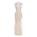Summer Women Stand Collar Sexy Cutout High Slit Mop Dress