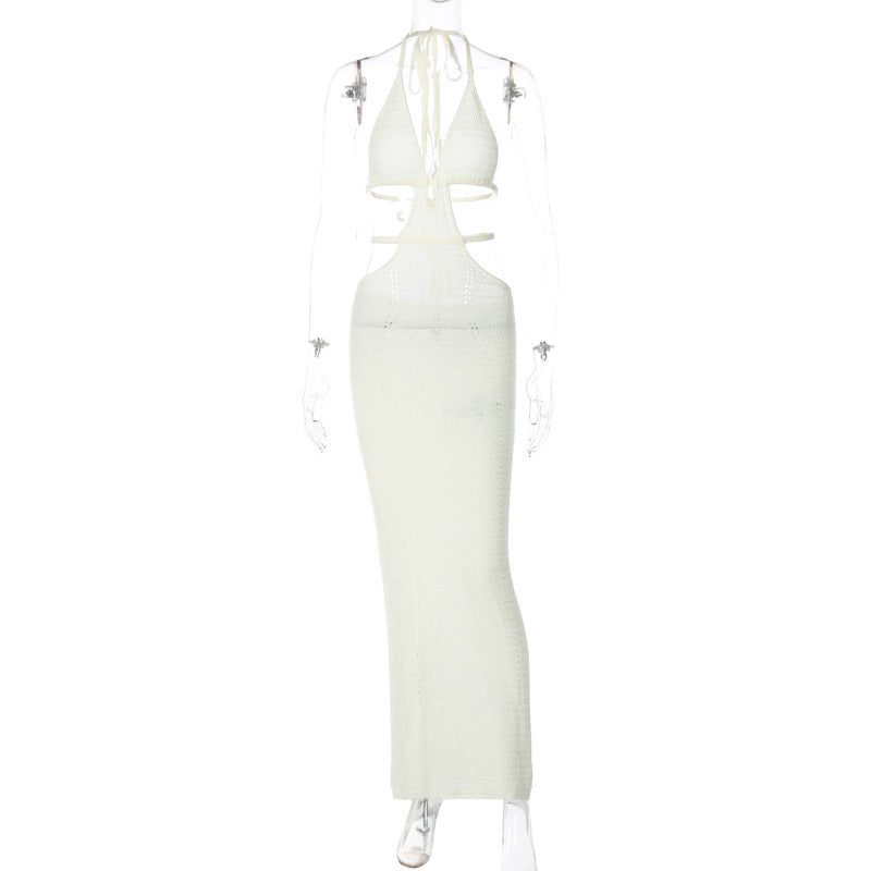 Sexy Pure Want to Hang Neck Wrapped Chest Hollow Out Stitching Lace up Dress for Women Bella Mia