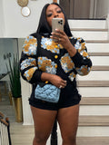Autumn Winter Retro Three Dimensional Floral Loose Single Breasted Cardigan Short Coat Trend Women Clip 3D Rose Bella Mia