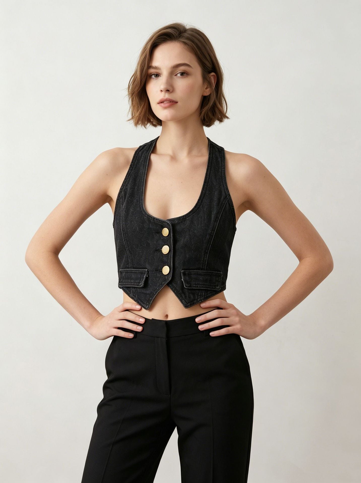 Top Product Washable Bandage Dress Women Cowboy Vest