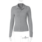 Cardigan Long Sleeve Button Top Autumn Slim Collared Knitted T shirt Bella Mia