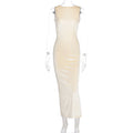 Women Clothing Summer Maxi Dress Elegance Sleeveless Slim Fit Backless Split Dress
