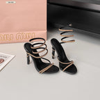 Summer Snake Shaped Rhinestone High Heel Shoes Internet Celebrity Fairy Winding Stiletto Sandals Women Bella Mia