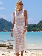 Sleeveless Knitted Maxi Dress Holiday Casual Beach Bikini Cover 3 Colors Bella Mia