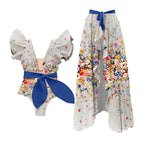 Bow Printing One Piece Women Swimwear French Retro Cover Belly Slimming Swimsuit Bella Mia