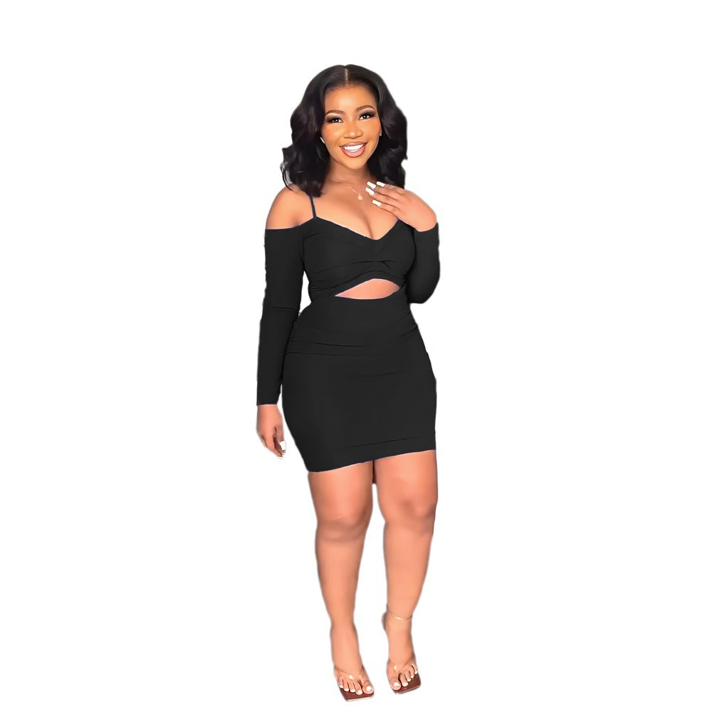 Sexy Slim Fit All Match Off The Shoulder Strap Mini Sheath Dress Bella Mia