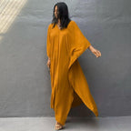 Rayon Loose Robe Beach Cover Up Sexy V Neck Headband Belt Sun Protection Dress Women Bella Mia