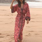 Vacation Beach Coat Rayon Printed Sunscreen Cardigan Vacation Bikini Cover Bella Mia
