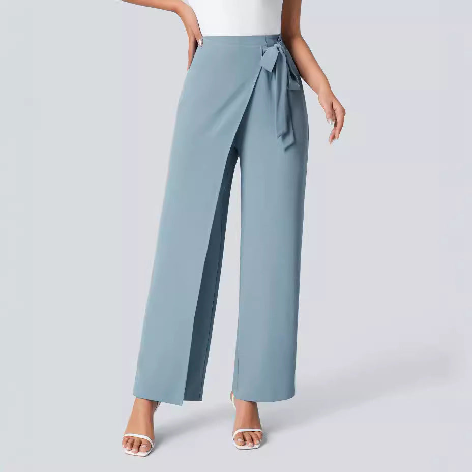 Workwear Women Work Pant Casual Texture Wide Leg Professional Trousers Belt Pants Bella Mia