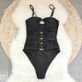 Pure Black One Piece Swimsuit Women Sexy Hollow Out Cutout out Tube Top One Piece Bella Mia