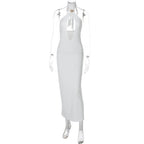 Women Clothing Winter Solid Color Tied Halter Sexy Cutout Slim Fit Dress Bella Mia