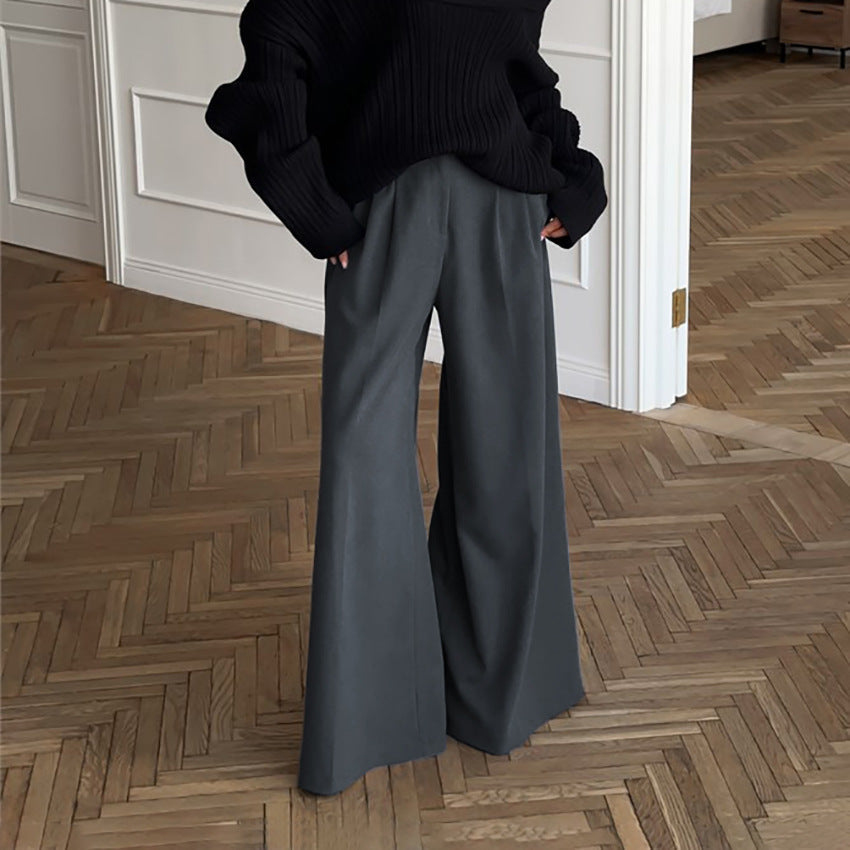 Casual Khaki Fashionable Elegant Wide Leg Pants Autumn Winter All Matching Lazy Office High Waist Work Pant Trousers Bella Mia