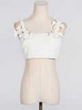 Sexy Sexy Two Piece Set Patchwork Three Dimensional Floral Shoulder Strap Vest High Waist Skirt Set Women Bella Mia