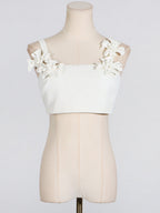 Sexy Sexy Two Piece Set Patchwork Three Dimensional Floral Shoulder Strap Vest High Waist Skirt Set Women Bella Mia