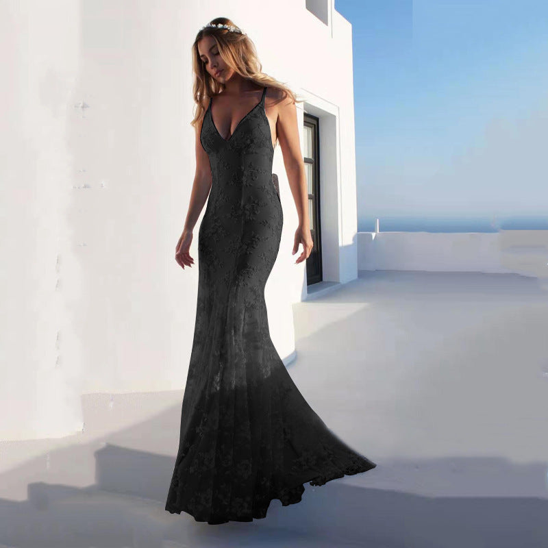 Women Sexy V neck White Cami Maxi Dress Bella Mia