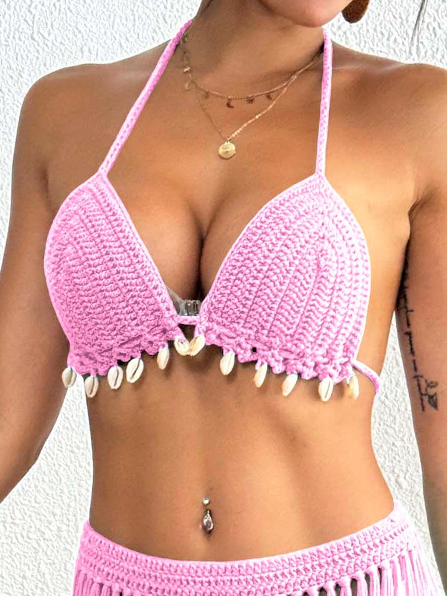 Women Top Women Clothing Handmade Shell Stitching Banded Bikini Swimsuit Top Beach Overclothes Bella Mia