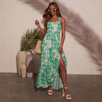 Summer Women Clothing Office Sleeveless Sexy Printed Long Sling Dress Bella Mia