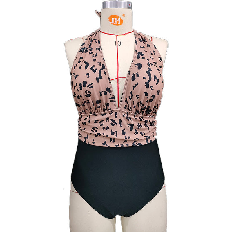 Floral Print Sexy Backless Tether One Piece Ladies Swimsuit Swimwear