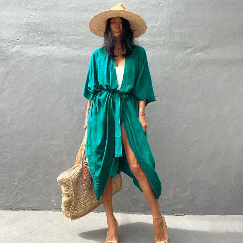 Popular Rayon Multi Color Beach Blouse Loose Cardigan Holiday Sun Protection Blouse after All Blouse Bella Mia
