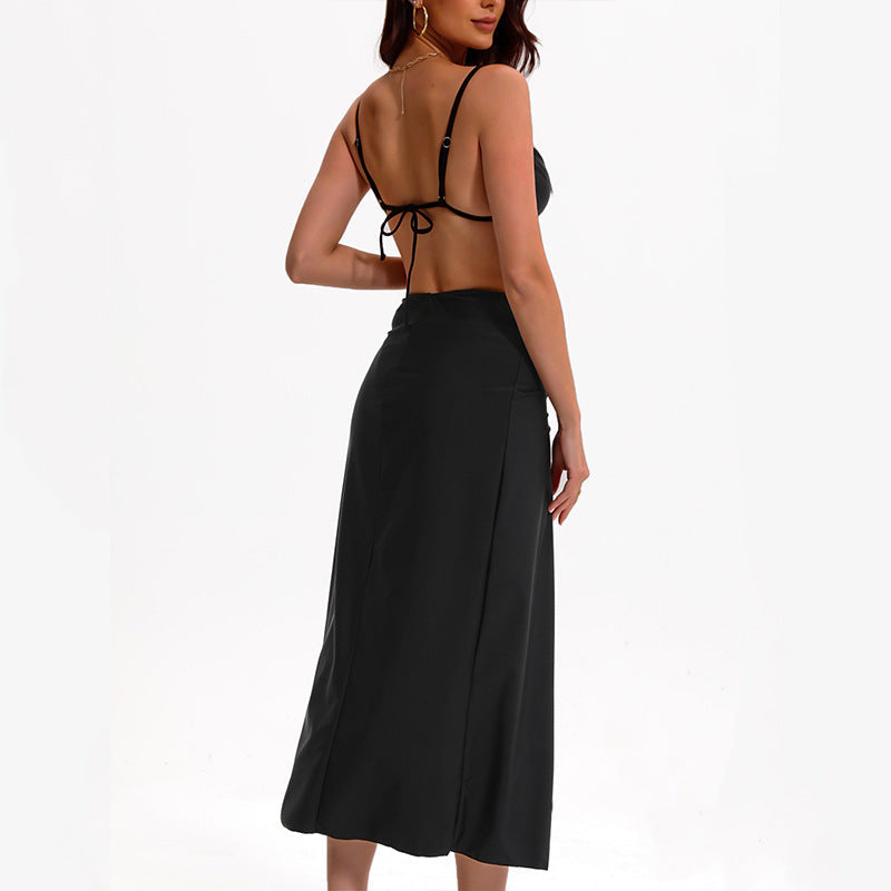 Tie Slit Long Skirt Sexy Bikini Split Three Piece Swimsuit Women Bella Mia
