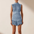 Summer Printed Turtleneck Mini Sleeveless Short Ruffled Dress Women Clothing Bella Mia