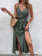 Women Clothes Summer Bohemian Strap Dress Printed Long Slit Maxi Dress Bella Mia