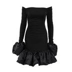 Spring Elegant Black Sexy Backless Knitted Slim Fit Long Sleeved Turtleneck Dress Bella Mia