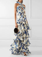 Summer Bohemian Holiday Lace up Lolita Large Swing Dress Printed Dress Bella Mia