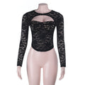 Sexy Lace Cutout Sexy Push up Tops Women Autumn Sexy Long Sleeve Bella Mia