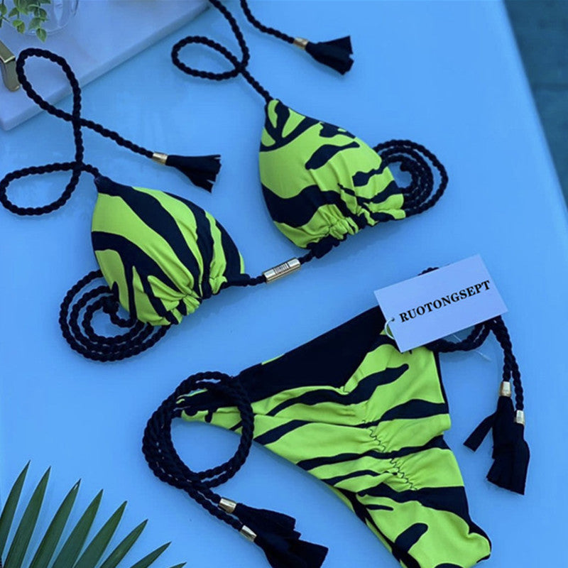 Hand Knitted Rope Swimsuit Sexy Bikini Women Split Solid Color Sexy Multicolor Braided Rope Bikini Bella Mia