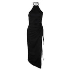 Autumn Sexy Cutout High Slit Halter Lace Up Dress Women Bella Mia