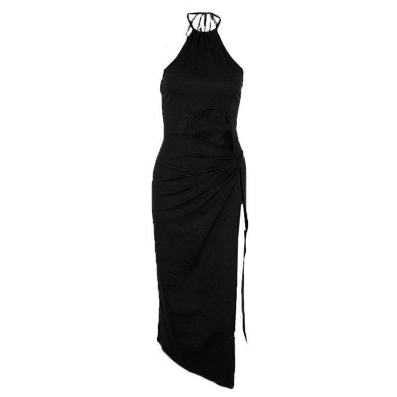 Autumn Sexy Cutout High Slit Halter Lace Up Dress Women Bella Mia