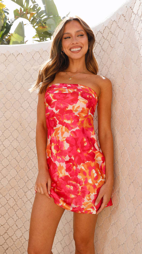 Summer Sexy Tube Top Backless Floral Printed Short Dress Bella Mia