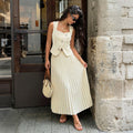 Summer Elegant Pleated Skirt Two Piece Sets Women Bella Mia