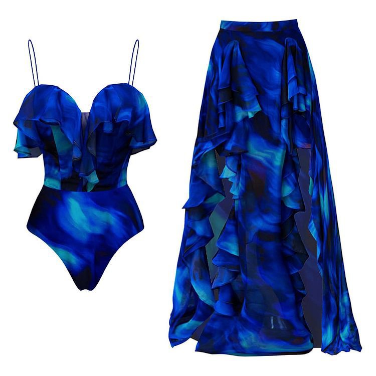 Blooming Ruffled One Piece Swimsuit Women Vacation Suit Beach Bella Mia