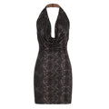Metallic Glossy Features Swing Collar Sleeveless Halter Dress Backless Sheath Sexy Dress Bella Mia