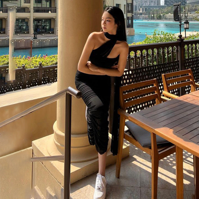 Spring Summer off Neck Sleeveless Dress Women Fashionable All Match Sexy Tight Backless Dress Bella Mia