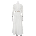 Women Clothing Satin High Grade Skirt Set round Neck Short Sleeve Cardigan Top Elegant Two Piece Set Bella Mia
