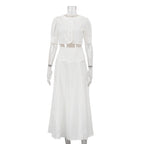 Women Clothing Satin High Grade Skirt Set round Neck Short Sleeve Cardigan Top Elegant Two Piece Set Bella Mia