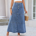 Elastic Waist Front Breasted Stitching Design All Matching Jeans Skirt Women Bella Mia