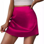 Satin Skirt Women Mini A Line Skirt Pleated Skirt High Waist Satin Skirt Bella Mia