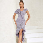 Dress Retro Sexy One Shoulder Short Sleeve Wooden Ear Slim Sheath Dress Women Bella Mia
