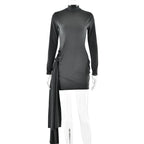 Spring Arrival Dress Sexy Round Neck Long Sleeve Slim Fit Hip Wrapped Short Dress Women Bella Mia