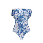 Bikini Blue Color Floral Vacation Split Swimsuit Women Bella Mia