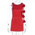 Women Clothing Summer Sexy Three Dimensional Floral Decoration Sleeveless Hip Dress Bella Mia