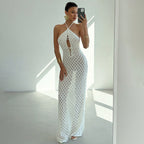 Summer Sexy Cutout Knitted Beach Skirt Bikini Swimsuit Solid Color Dress Women Bella Mia