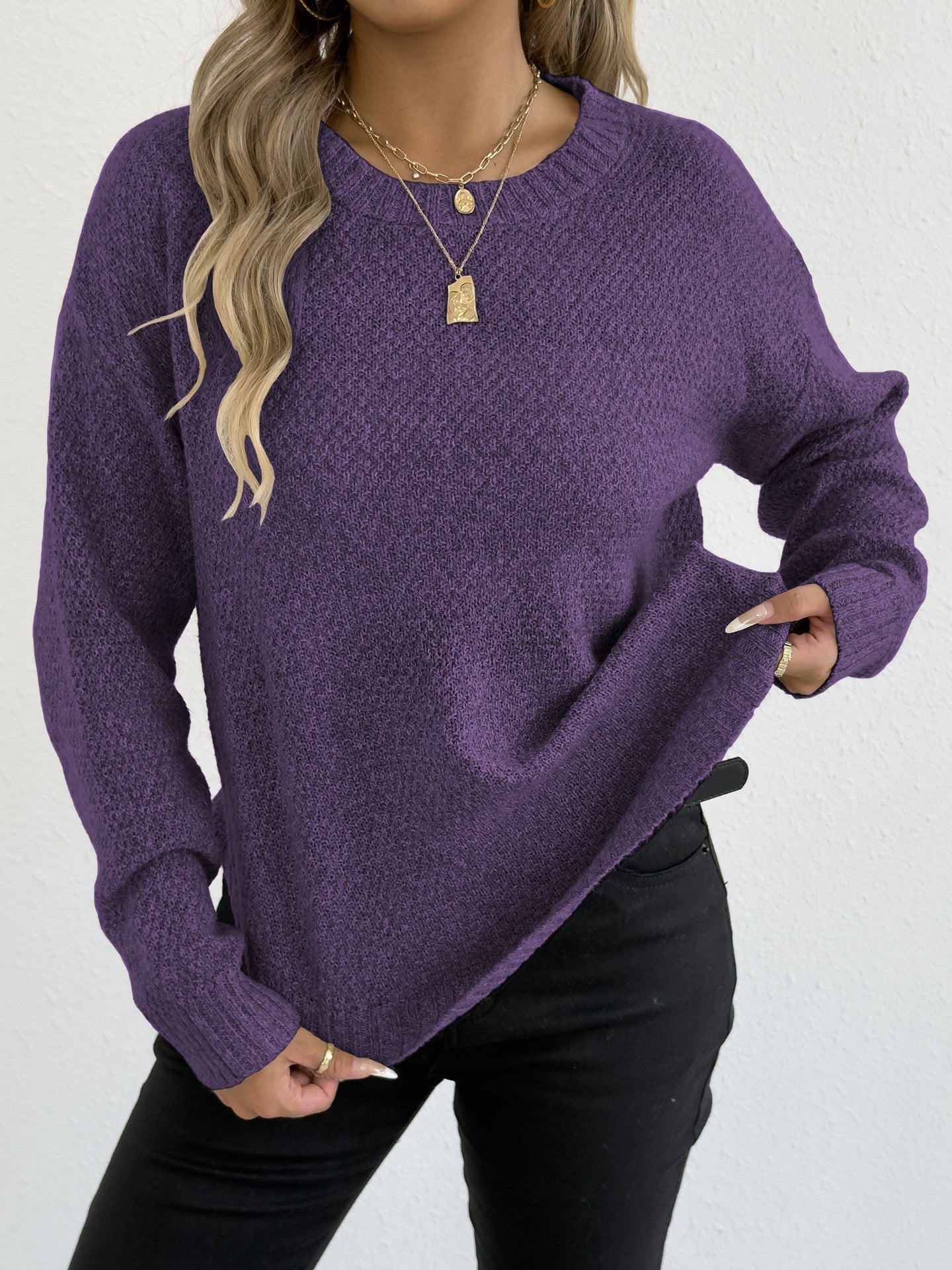 Women Autumn Winter Pullover Top Women Clothing Velvet Woven Sweater Casual Bottoming Shirt round Neck Sweater Bella Mia