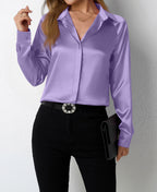 Women Clothing Satin Shirt Women Satin Artificial Silk Shirt Satin Top Bella Mia